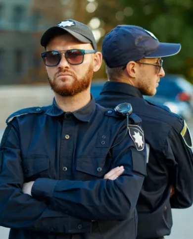 two-male-police-officers-uniform-sunglasses-standing-back-back-policemen-protect-law-cops-work-city-street-order-justice-control-1 (3)